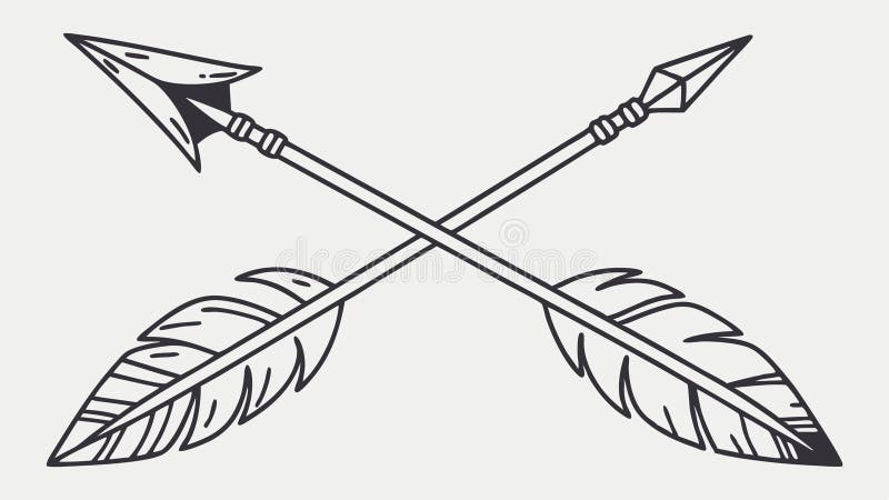 Überquerte Pfeile mit Feathers Vector. Synonym für systemeigene Symbolvektoren Generative AI lizenzfreie abbildung