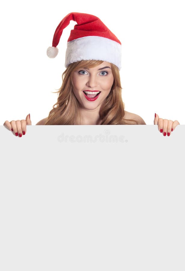 Download Überraschte Weihnachtsfrau, Die Einen Sankt-Hut Trägt Stockbild - Bild von glücklich, nett: 26373701