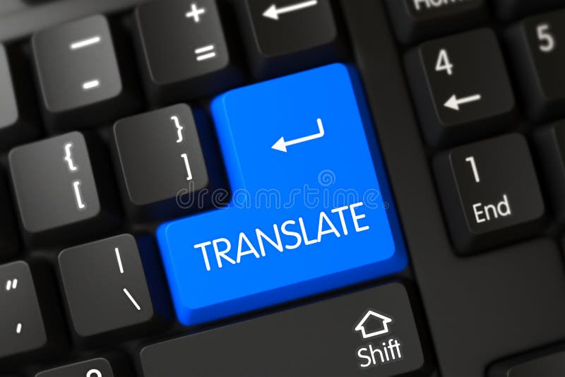Übersetzen Sie Nahaufnahme des blauen Tastatur-Knopfes 3d lizenzfreie stockfotos Übersetzen Sie Nahaufnahme des blauen Tastatur-Knopfes 3d lizenzfreie stockfotos
