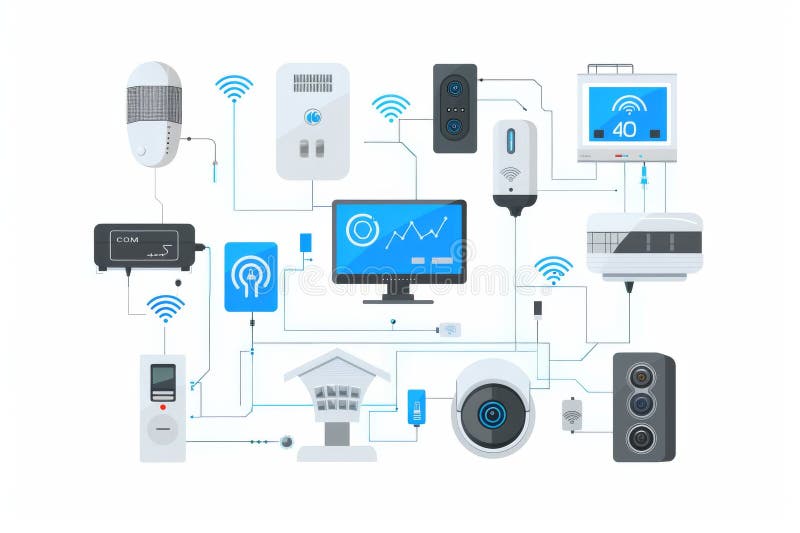 Überwachung der Netzwerksicherheit mit überwachten vorkonfigurierten Systemen, die intelligente Netzwerklösungen für intelligente vektor abbildung
