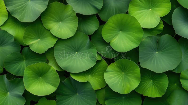 üppig grüne Lotus-Blätter schaffen eine ruhige und beruhigende Atmosphäre lizenzfreie abbildung