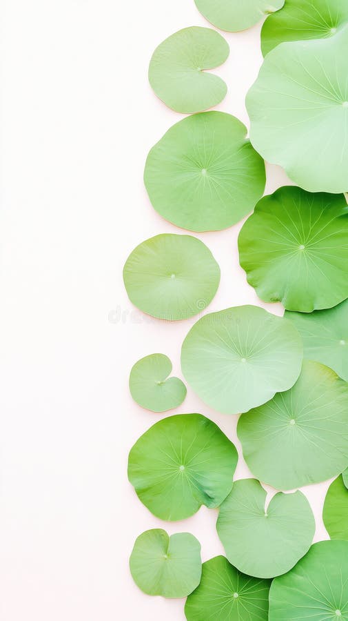 üppig grüne Lotus-Blätter schön auf hellem Hintergrund angeordnet stock abbildung