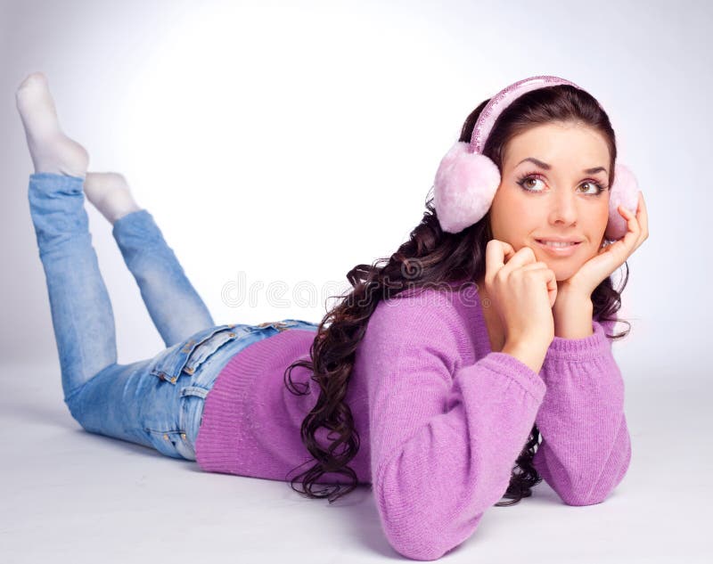 ładna earmuff dziewczyna zdjęcie stock