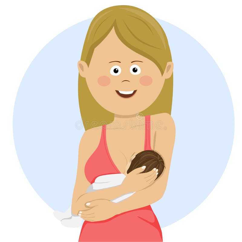 Ładna kobieta trzyma nowonarodzonego dziecka breastfeeding w ona ręki royalty ilustracja Ładna kobieta trzyma nowonarodzonego dziecka breastfeeding w ona ręki royalty ilustracja