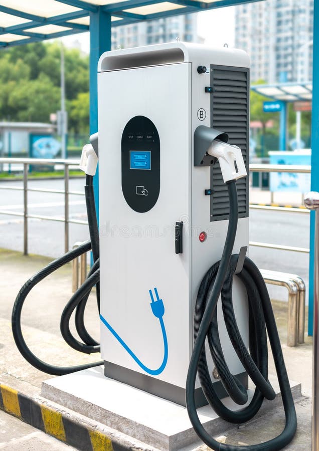 Ładowarki stacja Elektryczni miasto autobusy poj?cia eco energii ziele? obraz stock Ładowarki stacja Elektryczni miasto autobusy poj?cia eco energii ziele? obraz stock