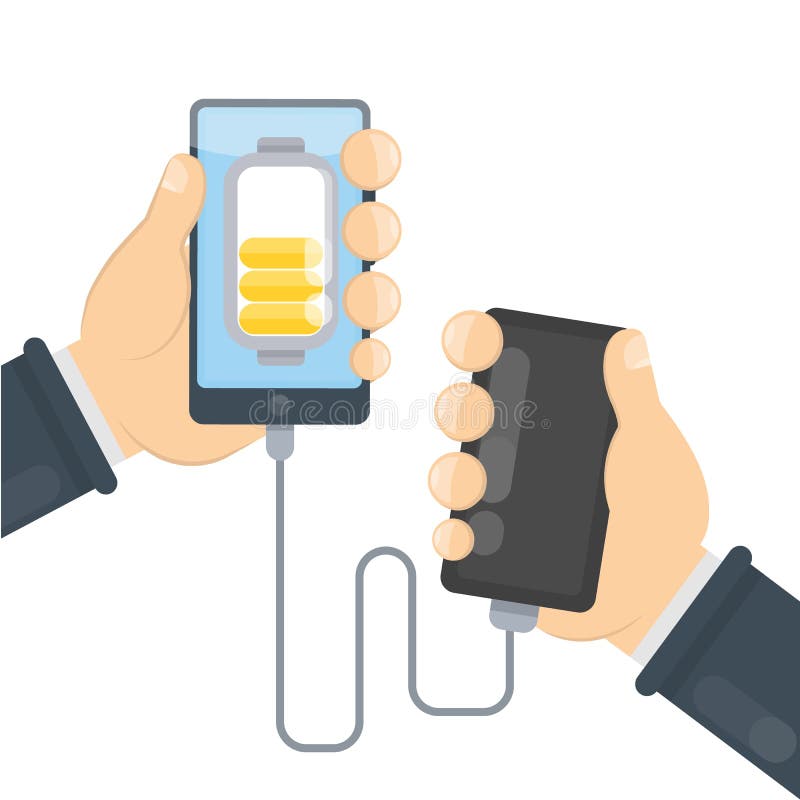 Ładuje telefon z władza bankiem royalty ilustracja Ładuje telefon z władza bankiem royalty ilustracja