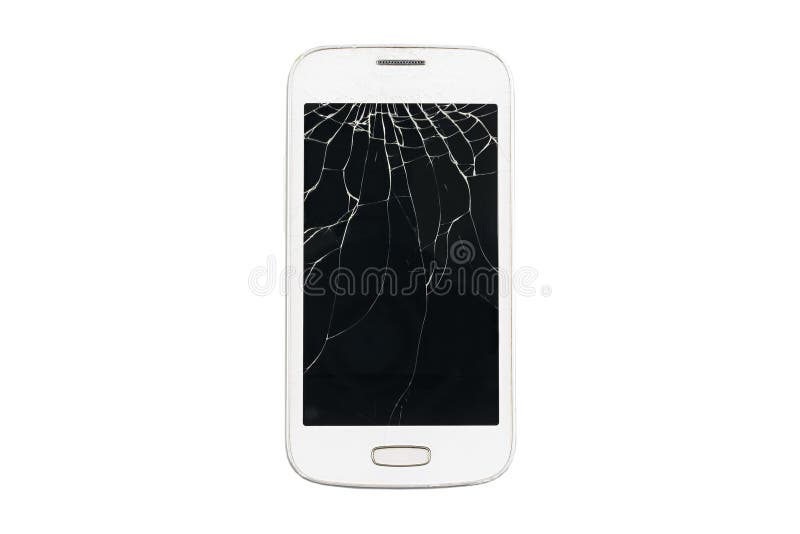 Łamany biały smartphone na odosobnionym tle fotografia stock Łamany biały smartphone na odosobnionym tle fotografia stock