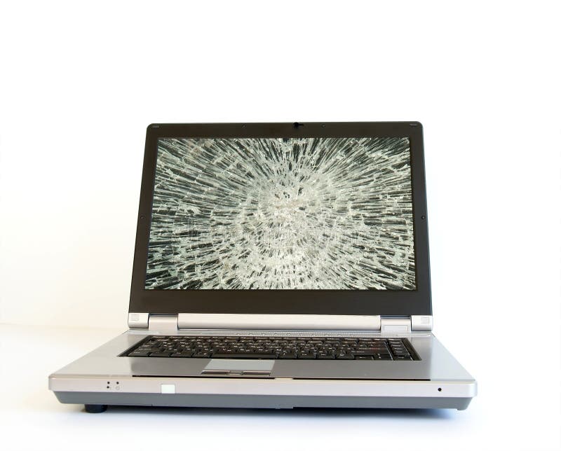 łamany laptopu monitoru ekran zdjęcie stock