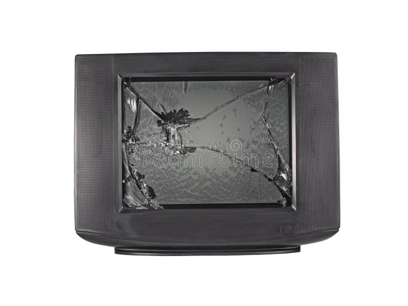 Łamany monitor stary TV odizolowywający na białym tle zdjęcie royalty free