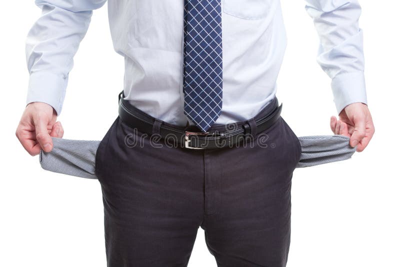 łamał biznesu puste mężczyzna kieszenie biedne zdjęcie stock łamał biznesu puste mężczyzna kieszenie biedne zdjęcie stock