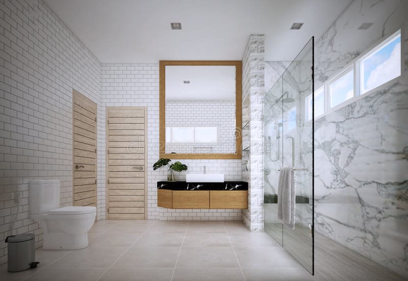 The Bathroom design ,interior of Modern style, 3d Rendering, 3d illustration. The Bathroom design ,interior of Modern style, 3d Rendering, 3d illustration
