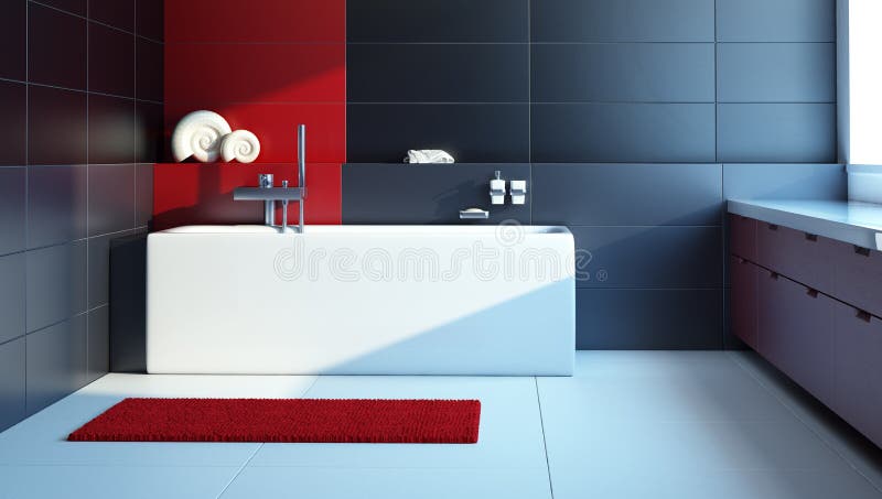 Modern design of a bathroom interior, 3d render. Modern design of a bathroom interior, 3d render