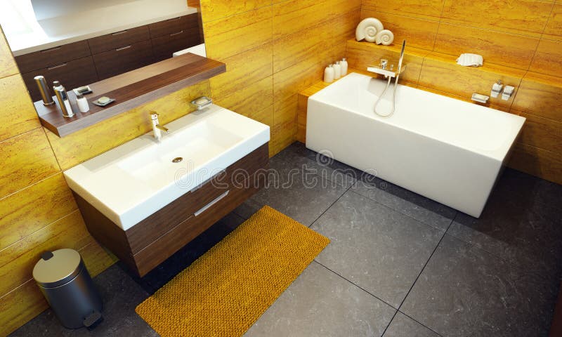 Modern interior design of a bathroom, 3d render. Modern interior design of a bathroom, 3d render