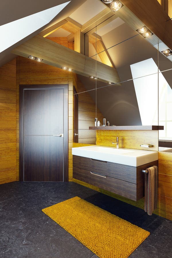 Modern interior design of a bathroom, 3d render. Modern interior design of a bathroom, 3d render