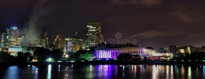 View of the skyline of Hull from the Alexandra bridge at night. View of the skyline of Hull from the Alexandra bridge at night