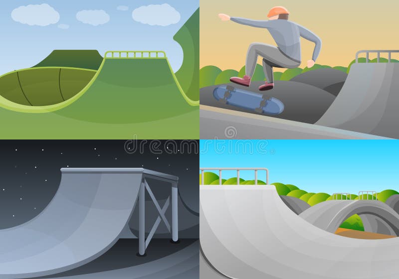 Łyżwowy parkowy sztandaru set, kreskówka styl ilustracja wektor Łyżwowy parkowy sztandaru set, kreskówka styl ilustracja wektor