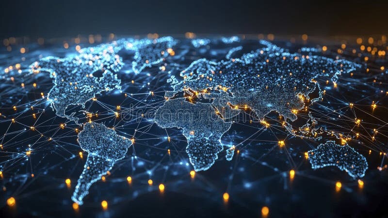 Łączność globalna ilustrowana przez węzły sieciowe ilustracja wektor
