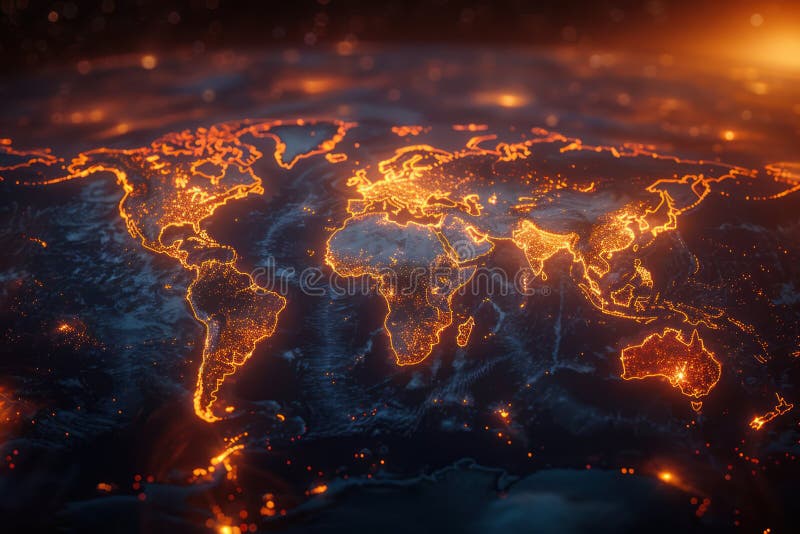 łączność globalna : mapa świata z siecią kropek royalty ilustracja