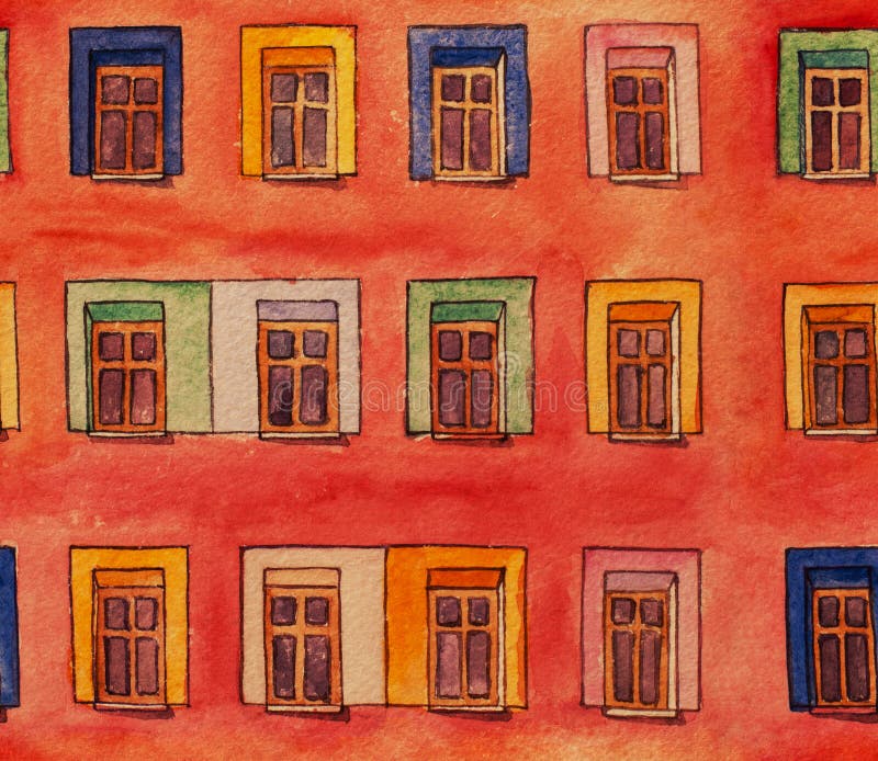 Ściana z okno bezszwowym wzorem ilustracji Ściana z okno bezszwowym wzorem ilustracji