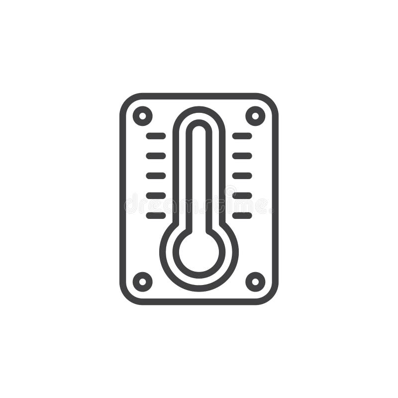 Ścienna termometr linii ikona, konturu wektoru znak, liniowy stylowy piktogram odizolowywający na bielu ilustracji Ścienna termometr linii ikona, konturu wektoru znak, liniowy stylowy piktogram odizolowywający na bielu ilustracji