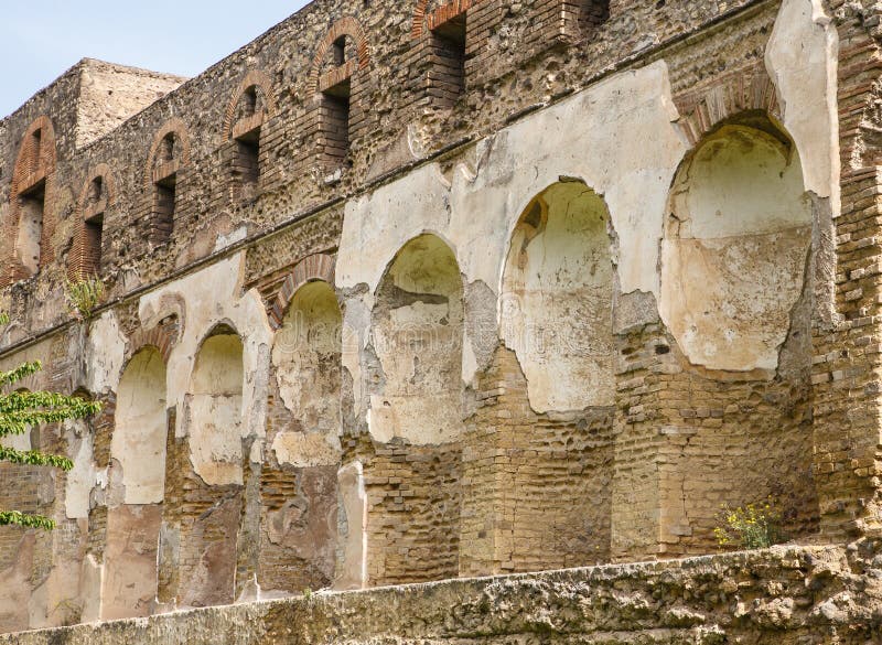 Niches in walls for statuary in ancient city of Pompeii. Niches in walls for statuary in ancient city of Pompeii