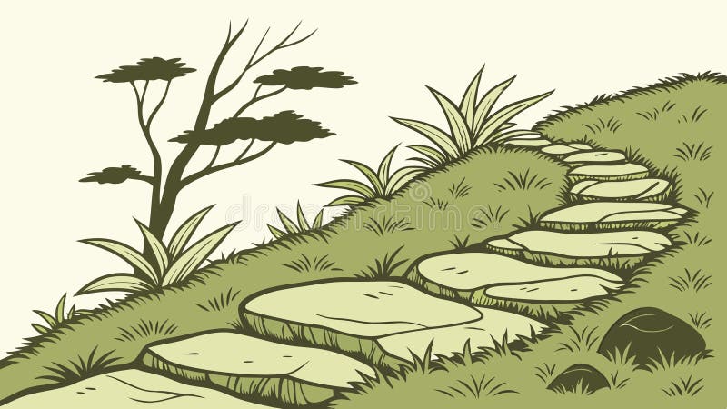 Ścieżka ogrodowa Kamiona Kamienne Projektowanie wektora ilustracji Generacja AI ilustracji