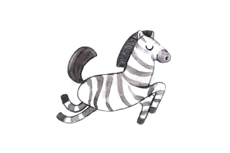 Śliczna akwareli zebra, odosobniony ilustracyjny dobry dla dzieci ubrań druki, dziecka kartka z pozdrowieniami ilustracja wektor