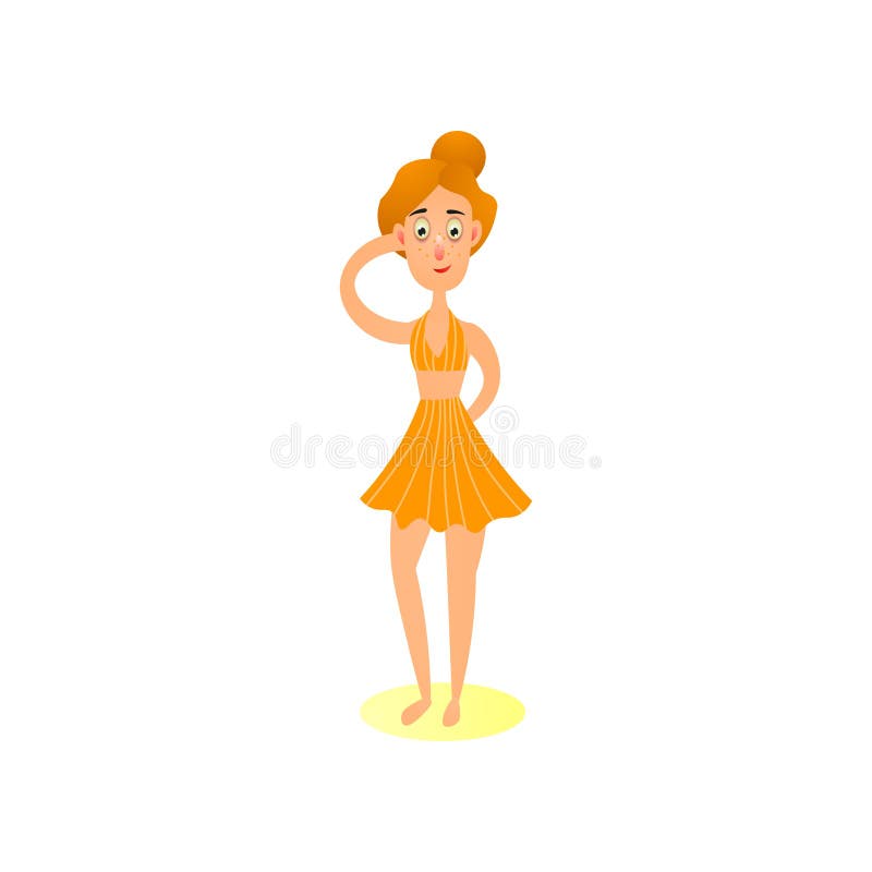 Śliczna czerwona włosiana dziewczyna w retro bikini swimsuit ilustracji Śliczna czerwona włosiana dziewczyna w retro bikini swimsuit ilustracji
