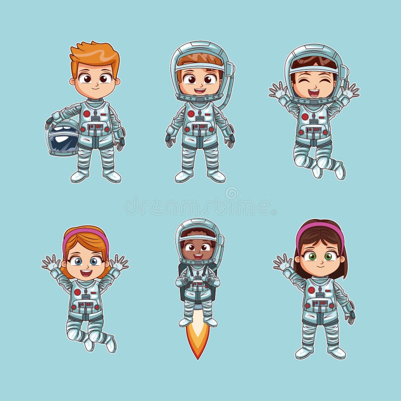 Śliczna dzieciaków astronauta kreskówka ilustracji Śliczna dzieciaków astronauta kreskówka ilustracji