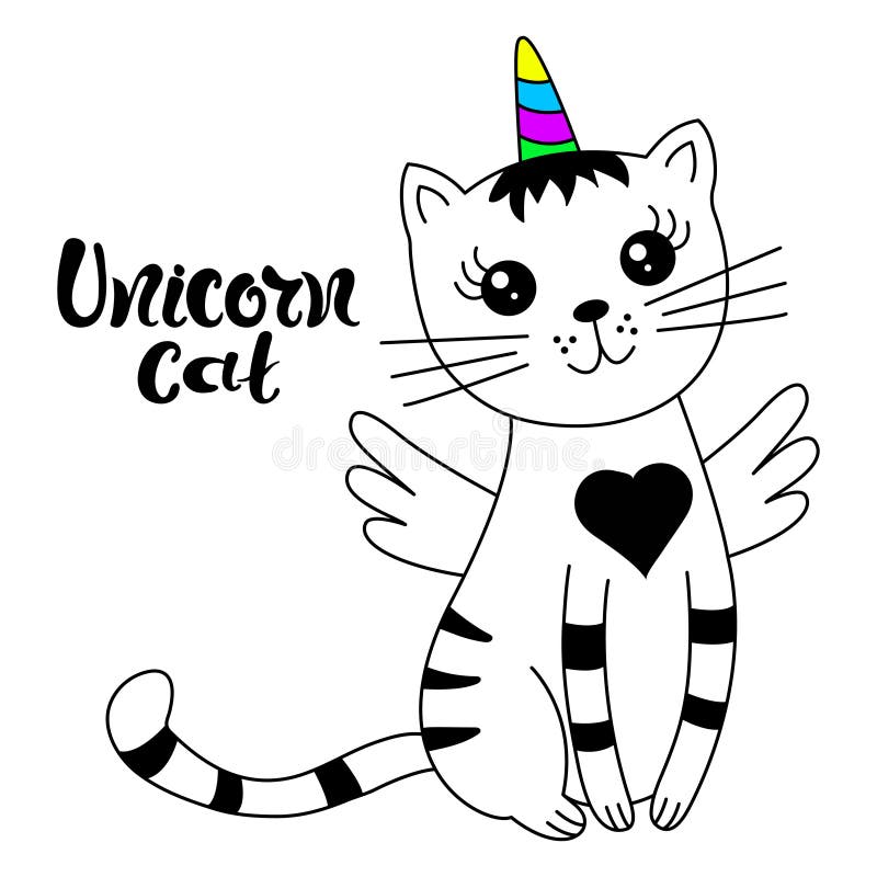 Śliczna kot jednorożec, doodle ilustracja dla dzieciaków ilustracji Śliczna kot jednorożec, doodle ilustracja dla dzieciaków ilustracji