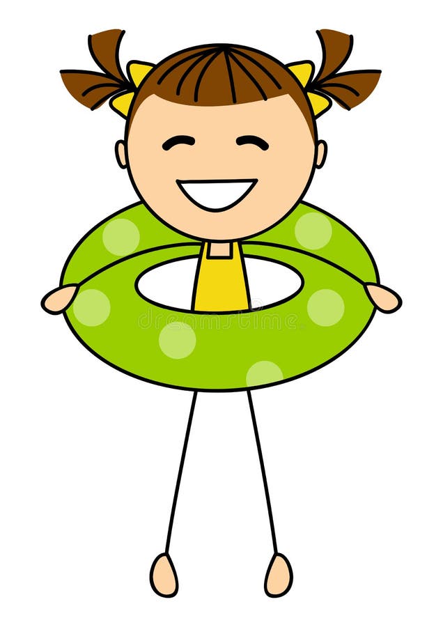 Śliczna mała dziewczynka z lifebuoy ilustracji Śliczna mała dziewczynka z lifebuoy ilustracji