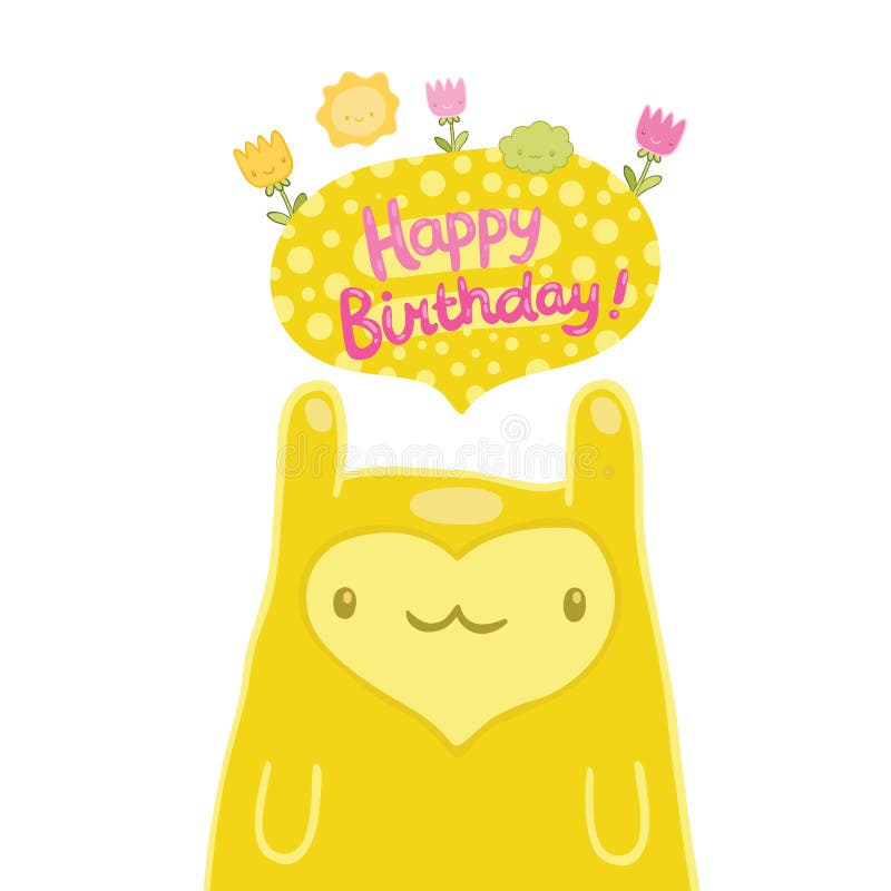 Cute monster Happy Birthday card. vector image illustration. Cute monster Happy Birthday card. vector image illustration