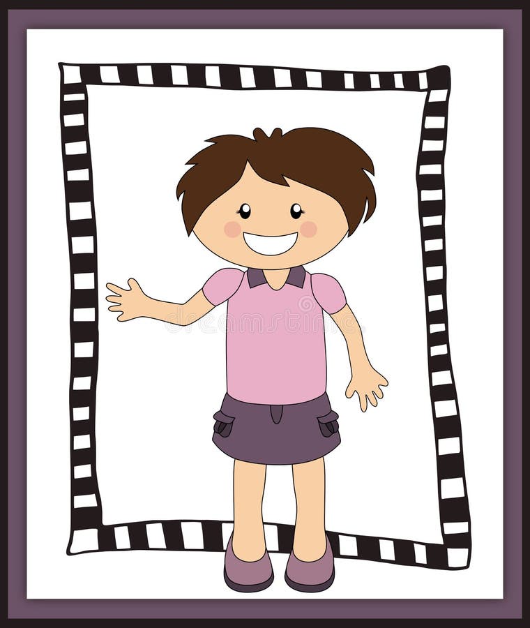 Śliczna uśmiechnięta dziewczyna w ramie ilustracji Śliczna uśmiechnięta dziewczyna w ramie ilustracji