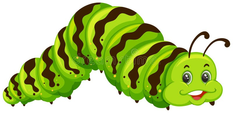 Śliczna zielona gąsienicowa kreskówka ilustracji Śliczna zielona gąsienicowa kreskówka ilustracji