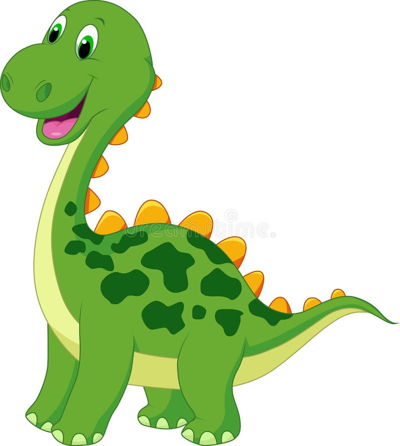 Śliczna zielonego dinosaura kreskówka