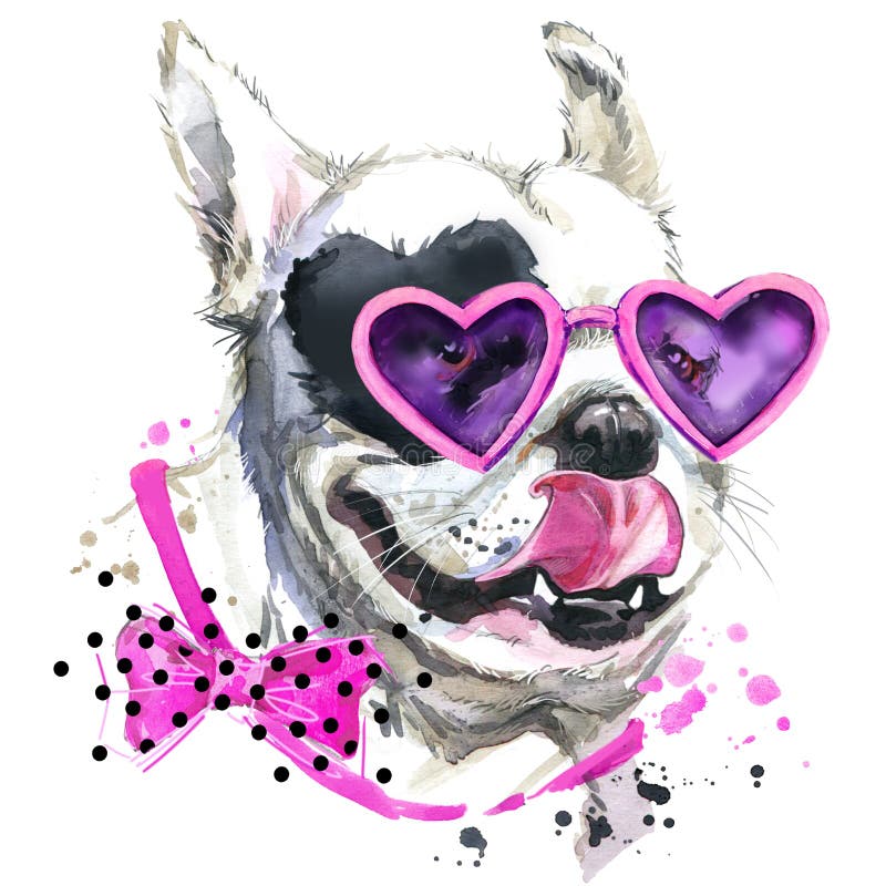 Śliczne cukierki psa koszulki grafika Śmieszna psia ilustracja z pluśnięcie akwarelą textured tło