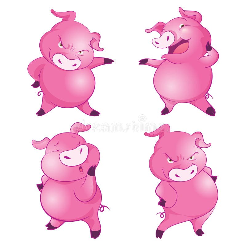 Śliczne świnie wiele akcje ilustracji Śliczne świnie wiele akcje ilustracji