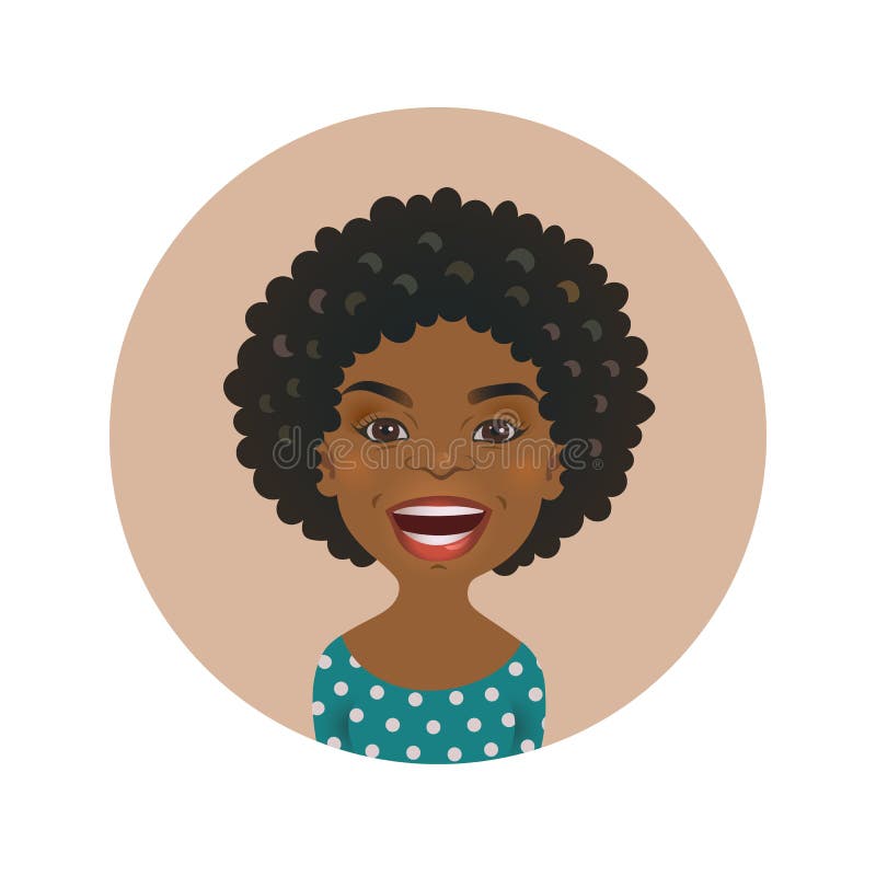 Ślicznej Afro Amerykańskiej kobiety szczęśliwy wyraz twarzy Uśmiechnięty Afrykański dziewczyny avatar Ciemnoskóra uśmiechnięta kr ilustracji Ślicznej Afro Amerykańskiej kobiety szczęśliwy wyraz twarzy Uśmiechnięty Afrykański dziewczyny avatar Ciemnoskóra uśmiechnięta kr ilustracji