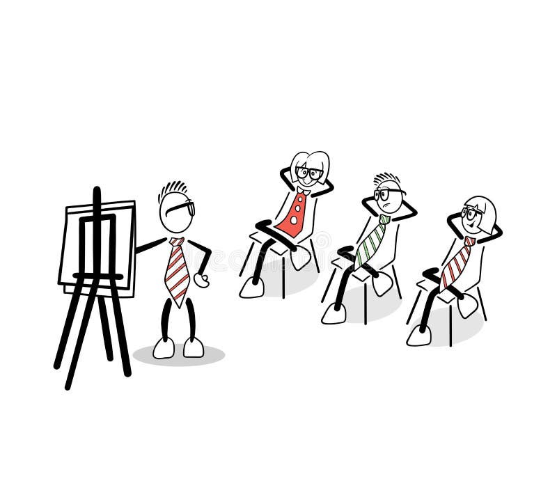Śliczni kreskówek ludzie biznesu przy prezentacją ilustracji Śliczni kreskówek ludzie biznesu przy prezentacją ilustracji