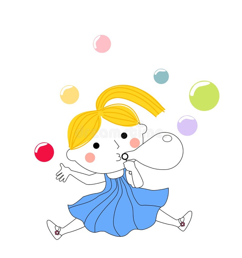 Śliczni małej dziewczynki dmuchania bąble royalty ilustracja Śliczni małej dziewczynki dmuchania bąble royalty ilustracja