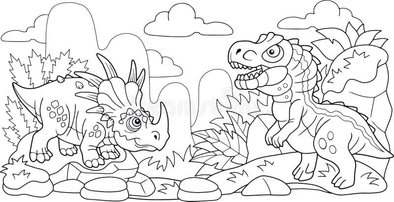 Śliczni prehistoryczni dinosaury, kolorystyki książka, śmieszna ilustracja ilustracji Śliczni prehistoryczni dinosaury, kolorystyki książka, śmieszna ilustracja ilustracji