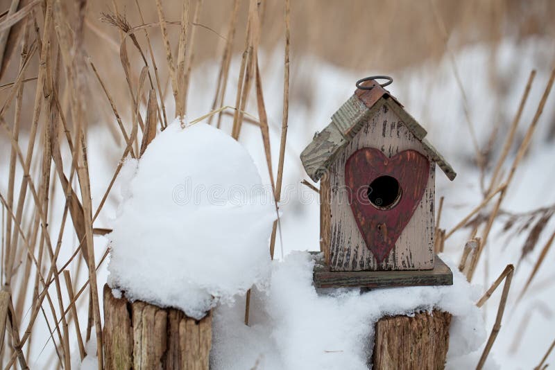 Śliczny mały birdhouse z sercem zdjęcie stock Śliczny mały birdhouse z sercem zdjęcie stock