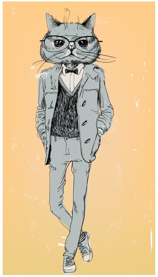 Śliczny moda modnisia kot ilustracja wektor Śliczny moda modnisia kot ilustracja wektor