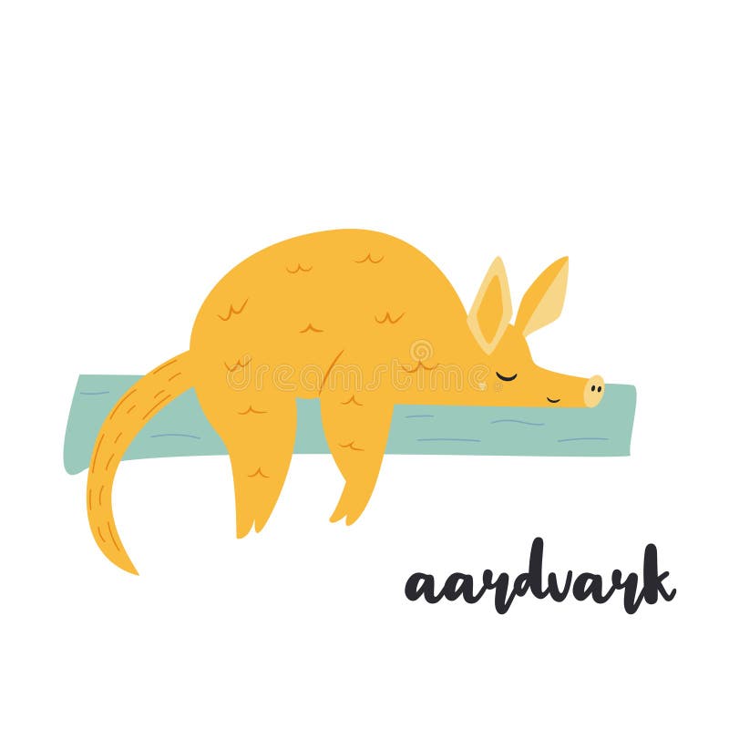 Śliczny pomarańczowy aardvark na białym tle royalty ilustracja