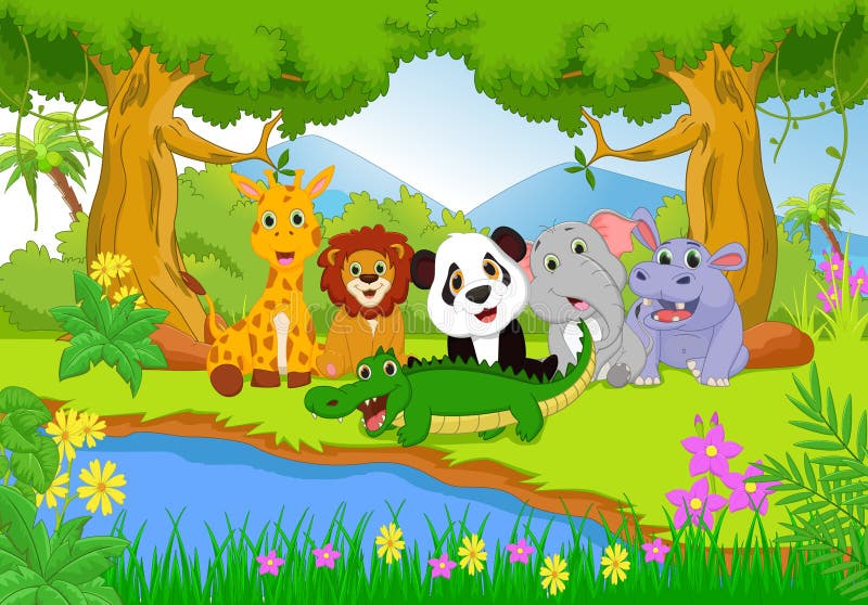Śliczny safari zwierzę w dżungli ilustracji Śliczny safari zwierzę w dżungli ilustracji