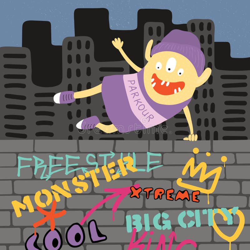 Śliczny ulica stylu potwór ilustracji