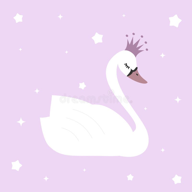 Śliczny uroczy princess łabędź na fiołkowej tło ilustraci royalty ilustracja Śliczny uroczy princess łabędź na fiołkowej tło ilustraci royalty ilustracja