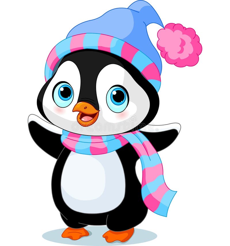 Śliczny zima pingwin