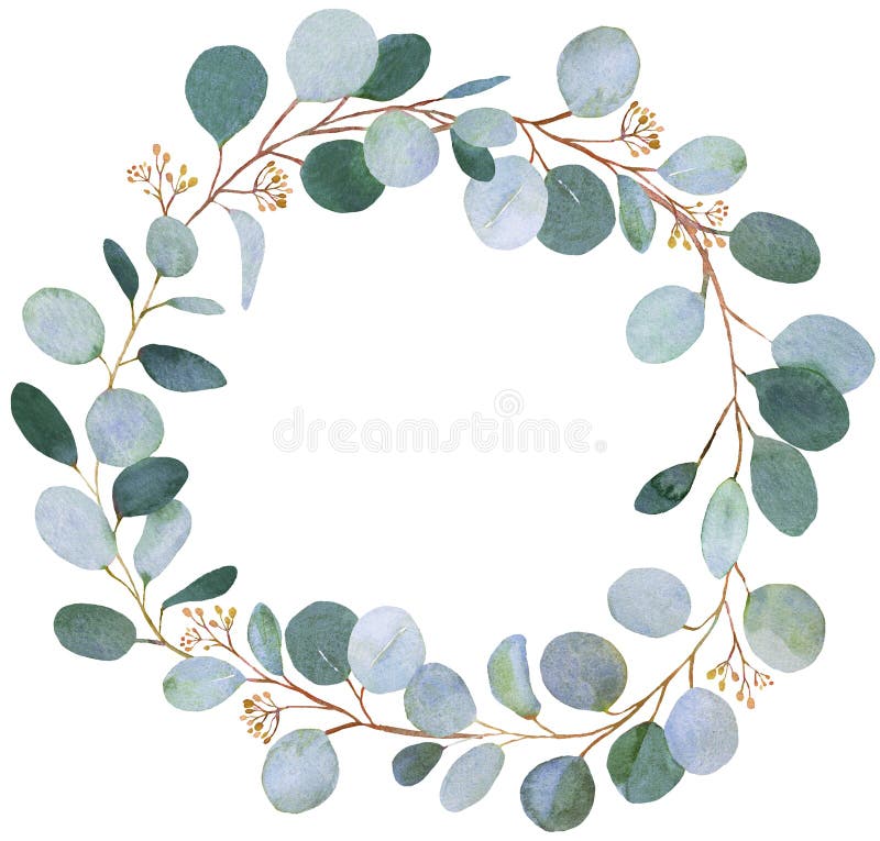 Ślubny greenery Eucalkyptus wianek royalty ilustracja Ślubny greenery Eucalkyptus wianek royalty ilustracja