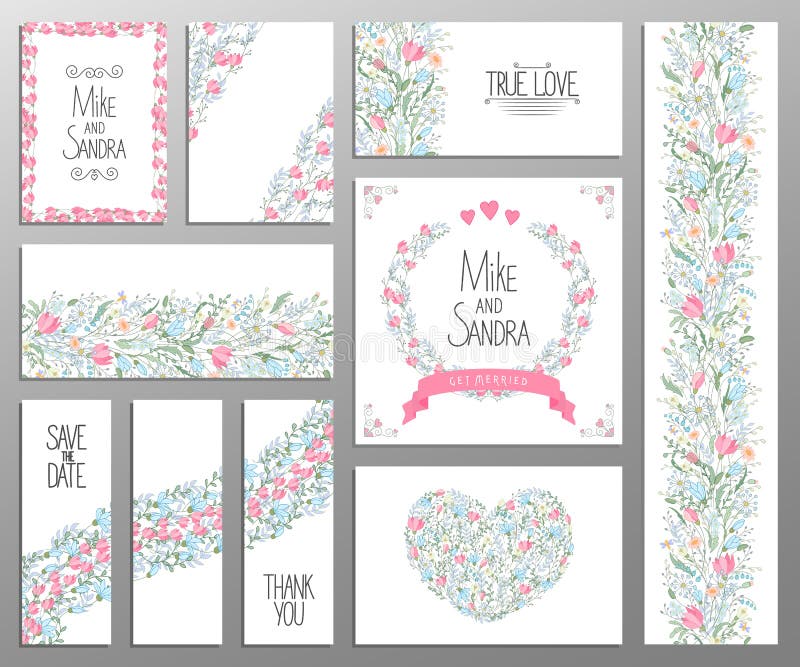 Ślubny zaproszenie, dziękuje ciebie karcianego, save daktylowe karty Set RSVP karta royalty ilustracja Ślubny zaproszenie, dziękuje ciebie karcianego, save daktylowe karty Set RSVP karta royalty ilustracja